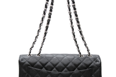 CHANEL Black Caviar Quilted Jumbo Single Flap Bag