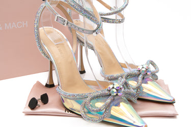 MACH & MACH Holographic and Transparent PVC Victoria Double Bow High Heels 39