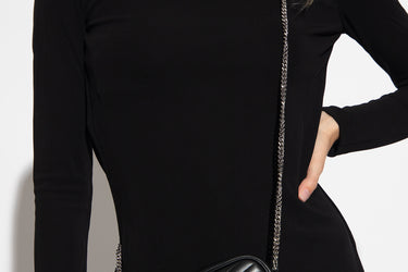 SAINT LAURENT Black Quilted Leather Monogram Mini Lou Camera Bag