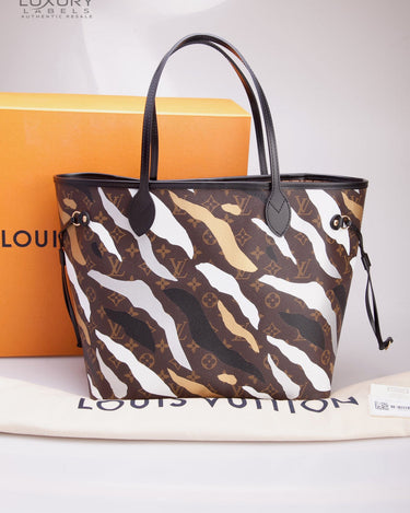 Louis Vuitton X LOL Gold/Silver Stripe Monogram Neverfull MM Tote Bag