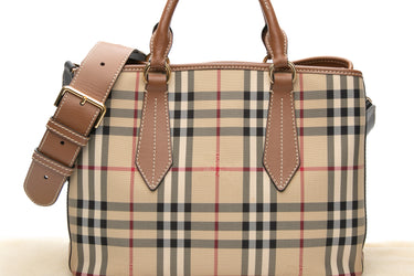 BURBERRY Honey Tan Horseferry Check medium Ballingdon Tote bag