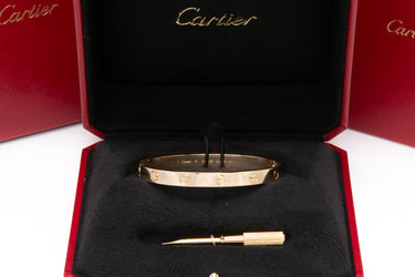 CARTIER 18K Yellow Gold Love Bracelet Sz 17