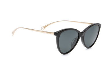CHANEL Black Acetate and Gold Metal Sunglasses (New)