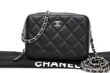 CHANEL Black Caviar Quilted Mini Camera Bag