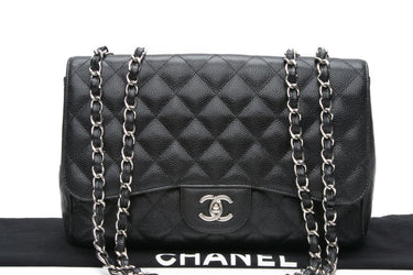 CHANEL Black Caviar Quilted Jumbo Single Flap Bag