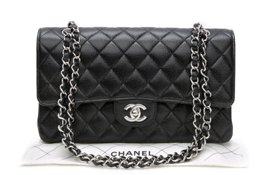 CHANEL Black Caviar Quilted Medium Classic Double Flap Bag (New)