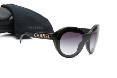 CHANEL Black Oval CC Acetate Sunglasses