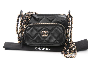 CHANEL 25C Black Lambskin Quilted Micro Shoulder/Crossbody Bag