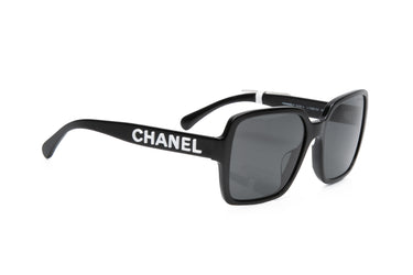 CHANEL Black Square Acetate Sunglasses (New)