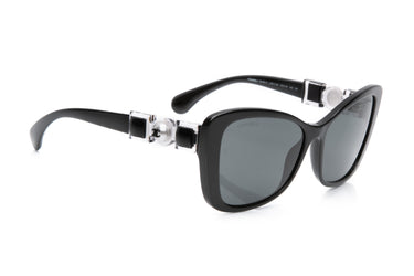 CHANEL Black Square Pearl Acetate Sunglasses