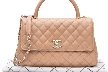 CHANEL Brown Caviar Quilted Medium Coco Chain Handle Flap Bag