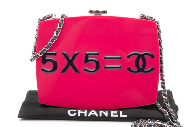 CHANEL Fuchsia Plexiglass Evening in The Street 5x5=CC Small Clutch
