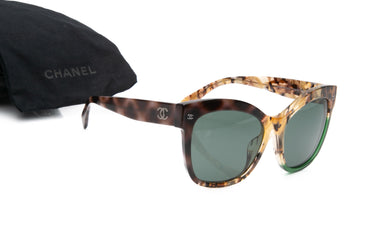 CHANEL Tortoise Square CC Acetate Sunglasses