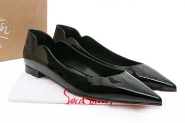 CHRISTIAN LOUBOUTIN Hot Chickita Flat Black Patent 40.5 (New)