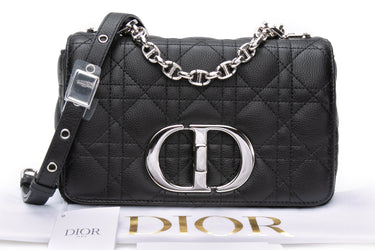 DIOR Black Calfskin Cannage Small Caro Bag (New)