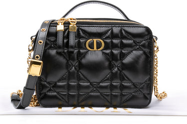 DIOR Caro Box Bag Black Quilted Macrocannage Calfskin