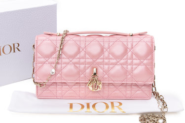 DIOR Powder Pink Iridescent Cannage Lambskin My Dior Mini Bag