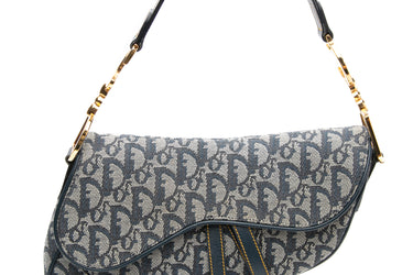 DIOR Saddle Blue Dior Oblique Canvas Medium Shoulder Bag