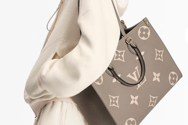 LOUIS VUITTON Dove Cream Bicolor Empreinte Leather Monogram Onthego MM