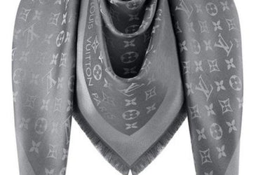 LOUIS VUITTON Charcoal Grey Monogram Shine Shawl (New)