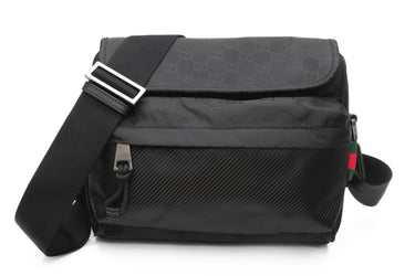 GUCCI Black Nylon Nexus Medium Crossbody Bag