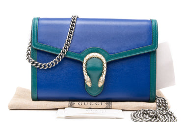 GUCCI Dionysus Green Blue Chain on Wallet Crossbody Bag