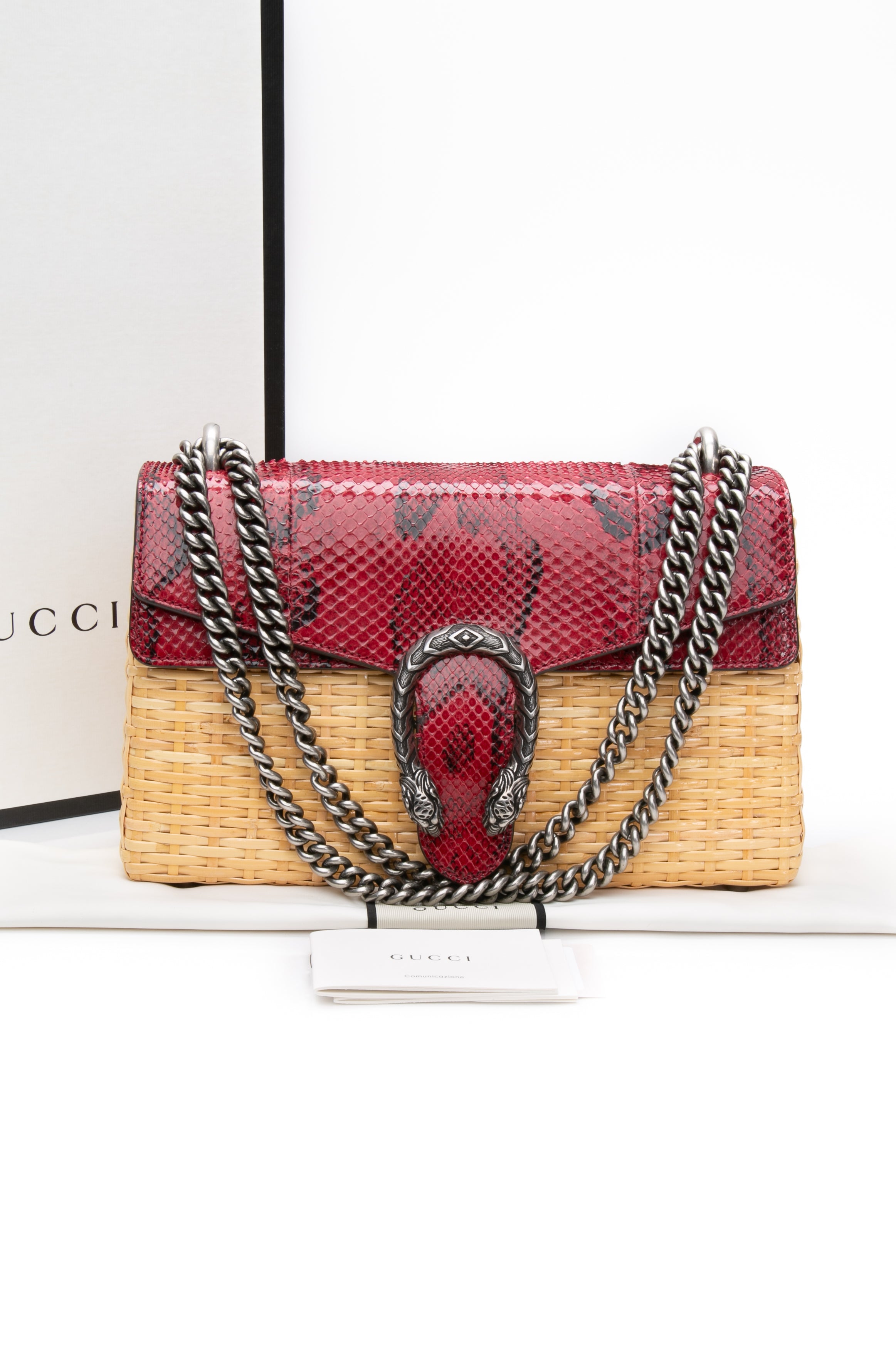 【関税&送料込】Gucci Dionysus GUCCI Dionysus Red Snakeskin & Wicker Anaconda Rattan Medium