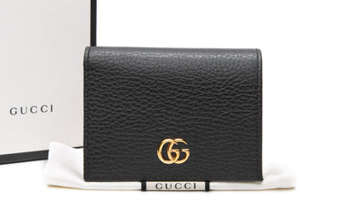 GUCCI GG Black Leather Marmont Card Case Wallet
