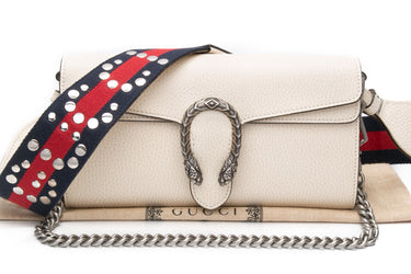 GUCCI Mystic White Dollar Calfskin Web Small Dionysus Crossbody Bag