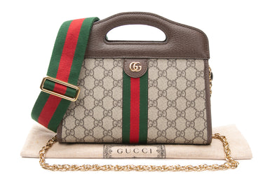 GUCCI Ophidia Cut Out GG Coated Canvas Small Handle Tote/Crossbody Bag