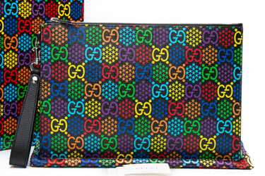GUCCI Supreme Monogram Psychedelic Zip Wristlet Pouch
