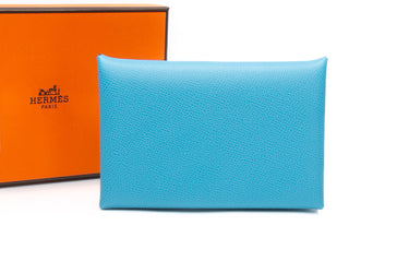 HERMES Bleu Calvi Card Holder (New)