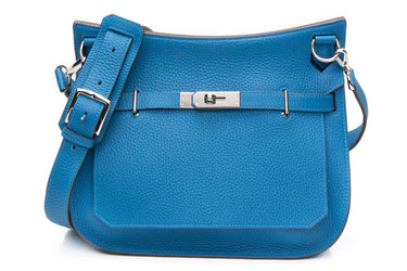 HERMES Bleu Frida Taurillon Clemence Jypsiere 28 Crossbody Bag
