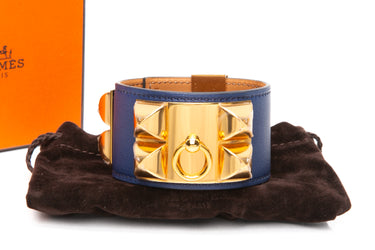 HERMES Bleu Saphir Swift Colier De Chien CDC Bracelet