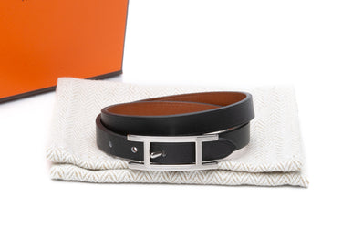 HERMES Noir Fauve Behapi Double Tour Bracelet