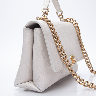 CHANEL White Grained Calfskin Small Stitched Flap Crossbody Bag