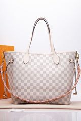 Replica Louis Vuitton Damier Azur Neverfull MM Bag With Braided Strap  N50047 BLV043