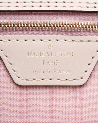 Rare! Louis Vuitton Damier Azur Neverfull MM SL Rose Pink Braided