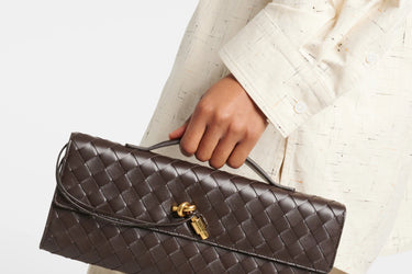 BOTTEGA VENETA Dark Brown Long Andiamo Intrecciato Leather Clutch Bag