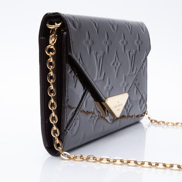 LOUIS VUITTON Mira Monogram Vernis Chain Wallet Amarante Crossbody Bag