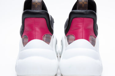 LOUIS VUITTON Rose Calfskin Nylon LV Pop Archlight Sneaker 37.5