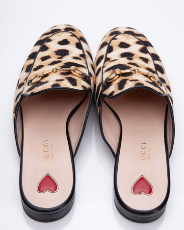 Gucci princetown leopard on sale calf hair slipper