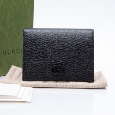 GUCCI GG Black Leather Marmont Card Case Wallet (NEW)