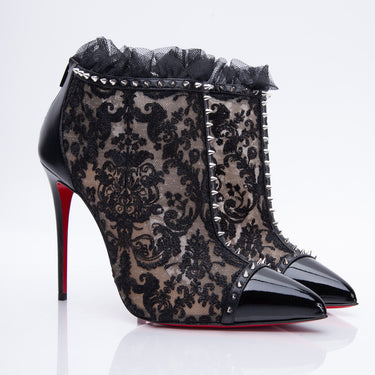 CHRISTIAN LOUBOUTIN Pigalle 100 Studded Lace Booties 40.5