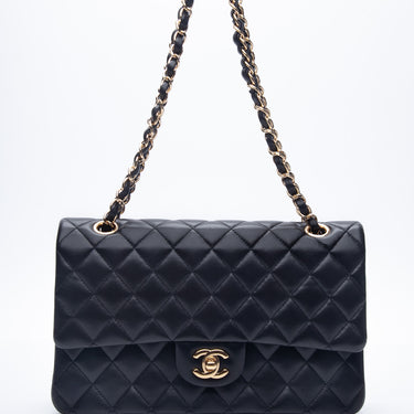 CHANEL Black Classic Lambskin Quilted Medium Double Flap Bag