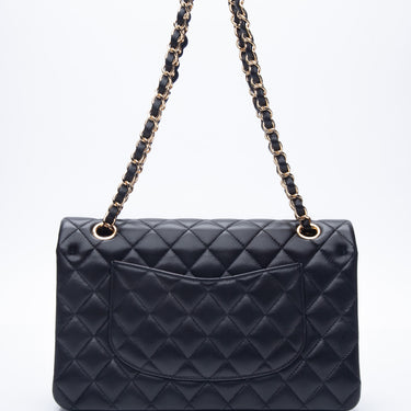 CHANEL Black Classic Lambskin Quilted Medium Double Flap Bag