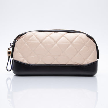 Chanel Beige/Black Quilted Calfskin Leather Gabrielle Clutch with Chain Bag