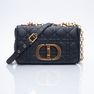 DIOR Black Calfskin Cannage Small Caro Bag (New)