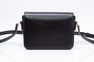 CELINE Black Shiny Calfskin Teen Triomphe Crossbody Bag (New)