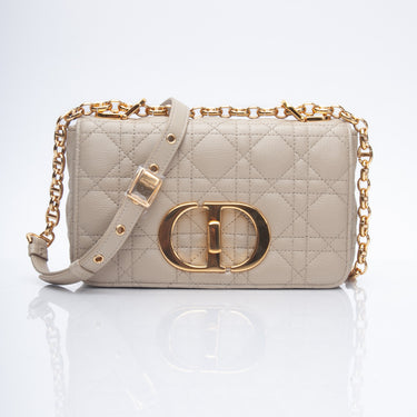 DIOR Beige Calfskin Cannage Small Caro Bag (New)